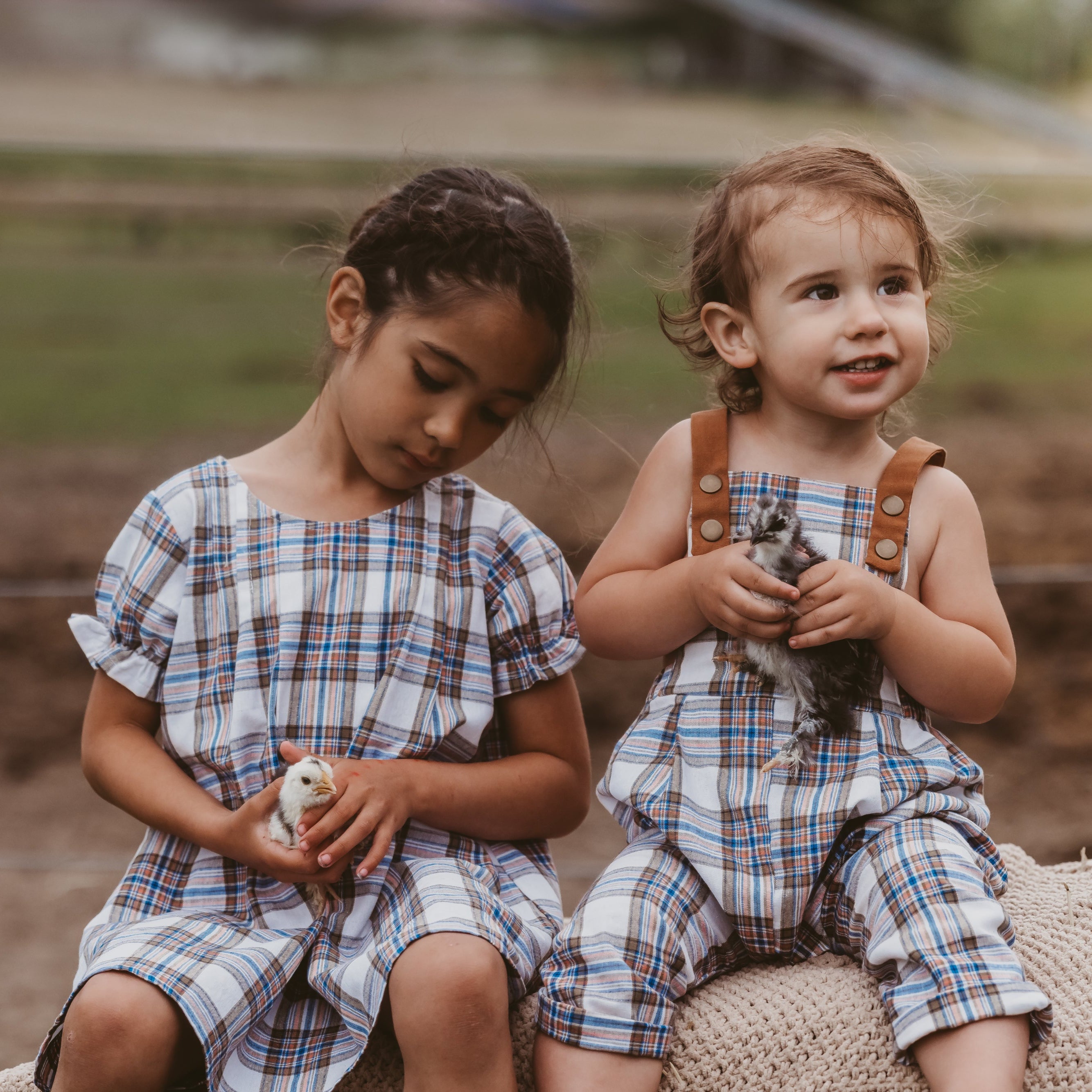 Vintage Plaid Linen Long Overalls