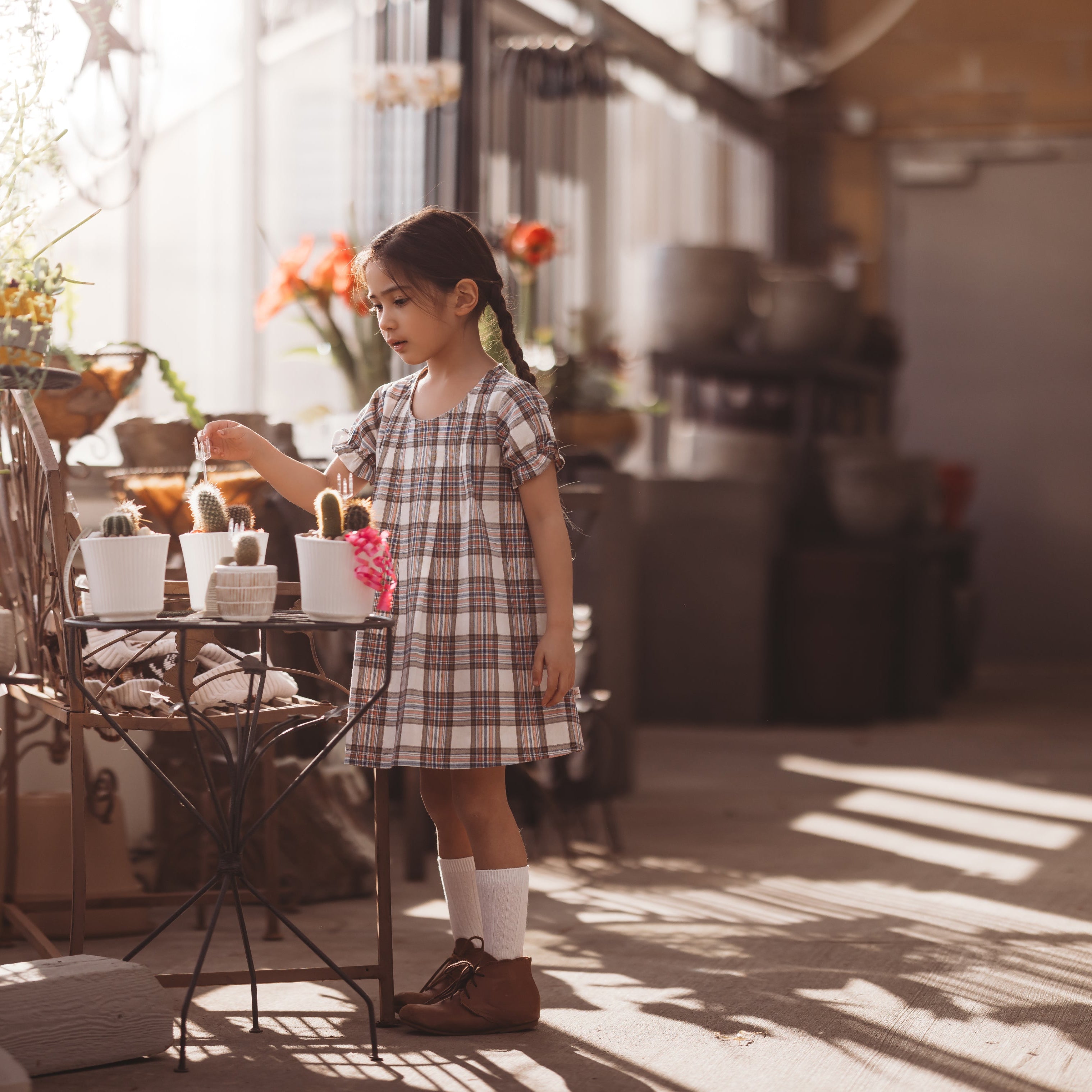 Vintage Plaid Short Sleeve Dress