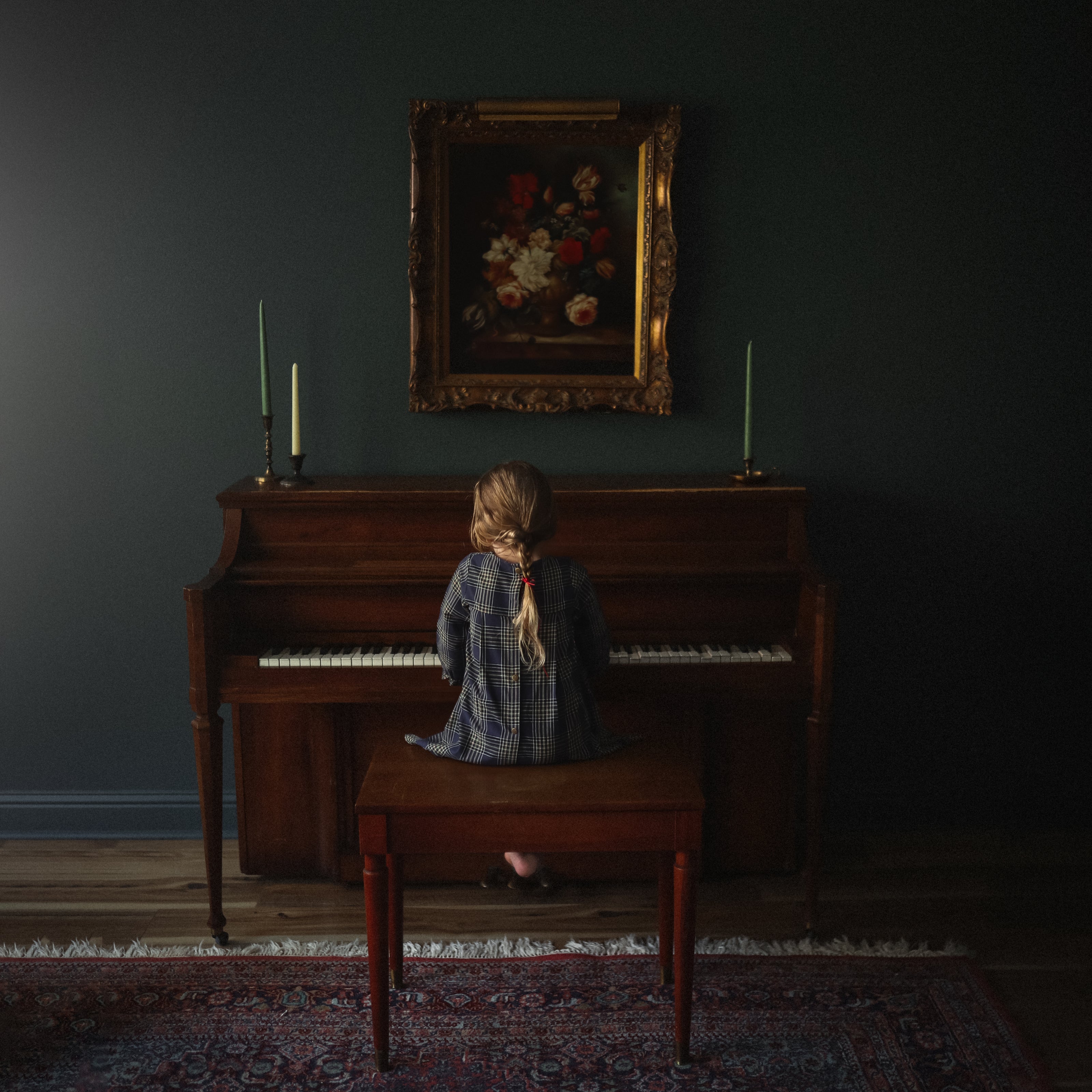 Indigo Plaid Long Sleeve Dress