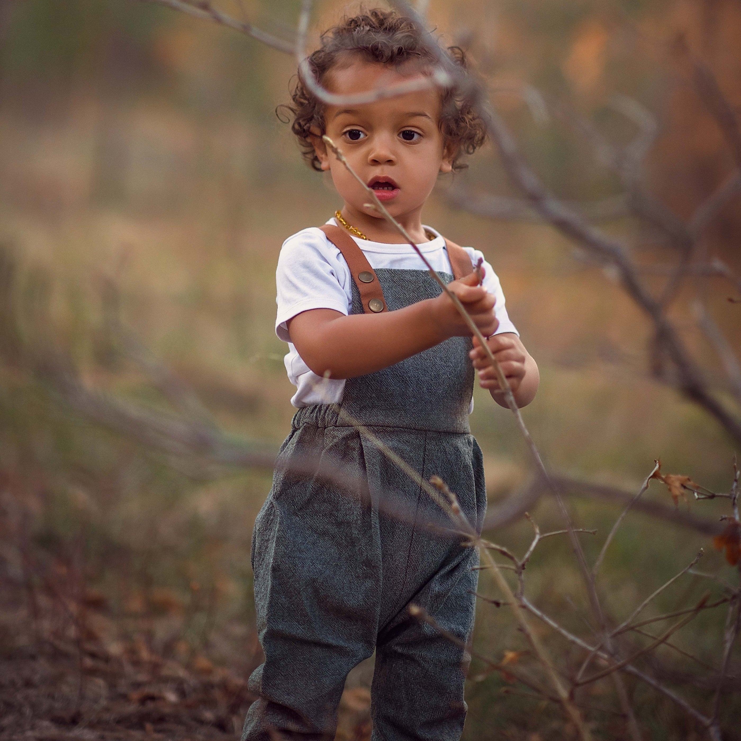 Olive Green Linen Long Overalls