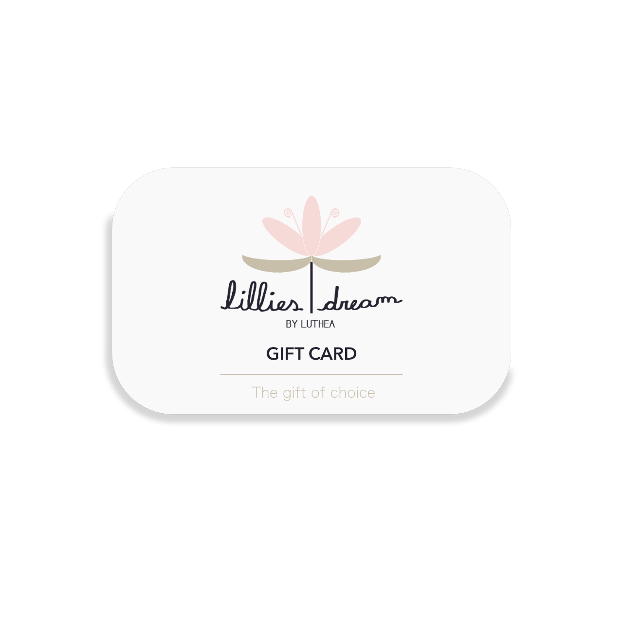 Lillies Dream Gift Card featuring a charming design that communicates the joy of gifting. The card offers flexibility with a range of amounts from $25 to $200, encouraging personalized gifting. The design emphasizes simplicity and ease of use, allowing customers to send heartfelt messages and select delivery dates without any additional processing fees.