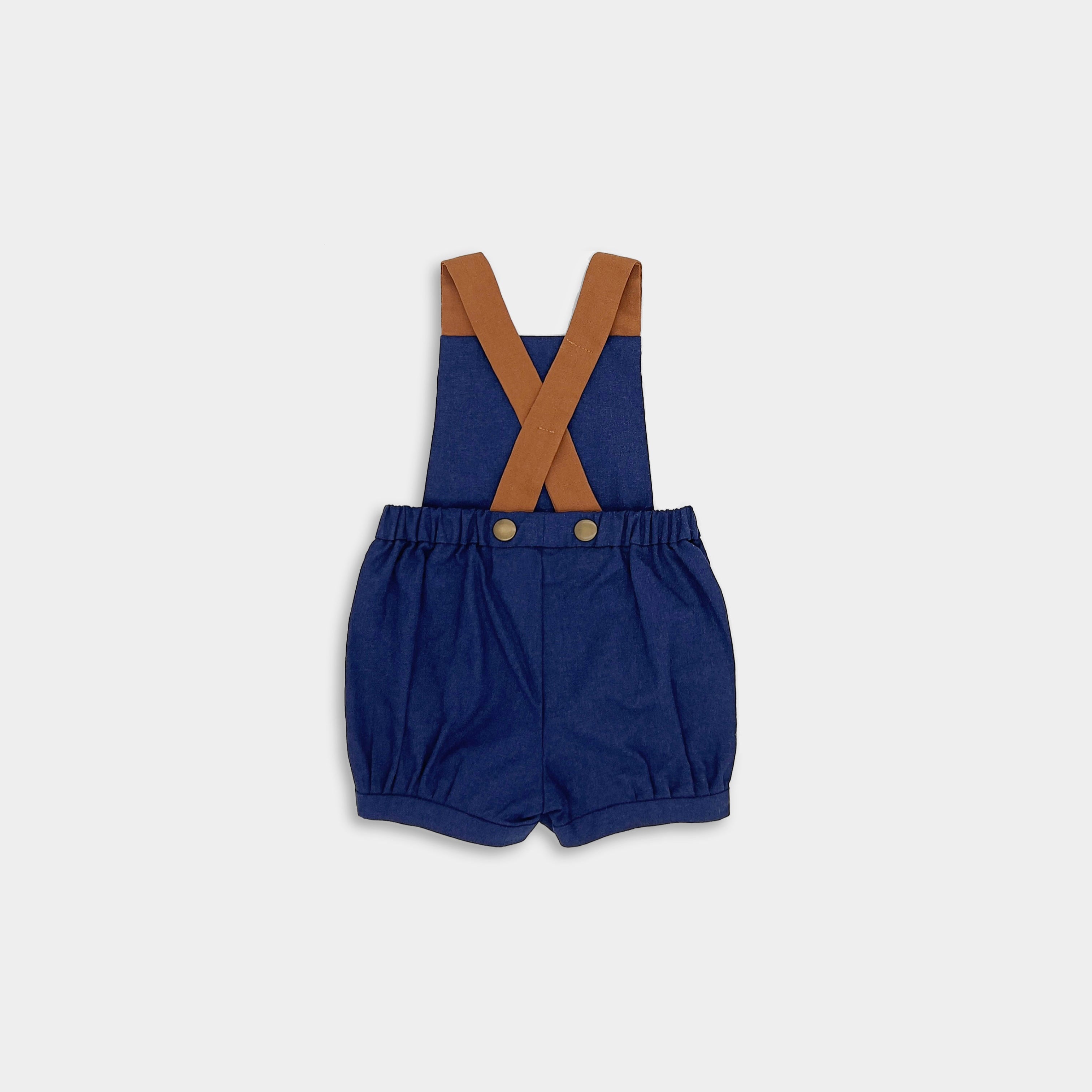 Navy Short overalls seen from back