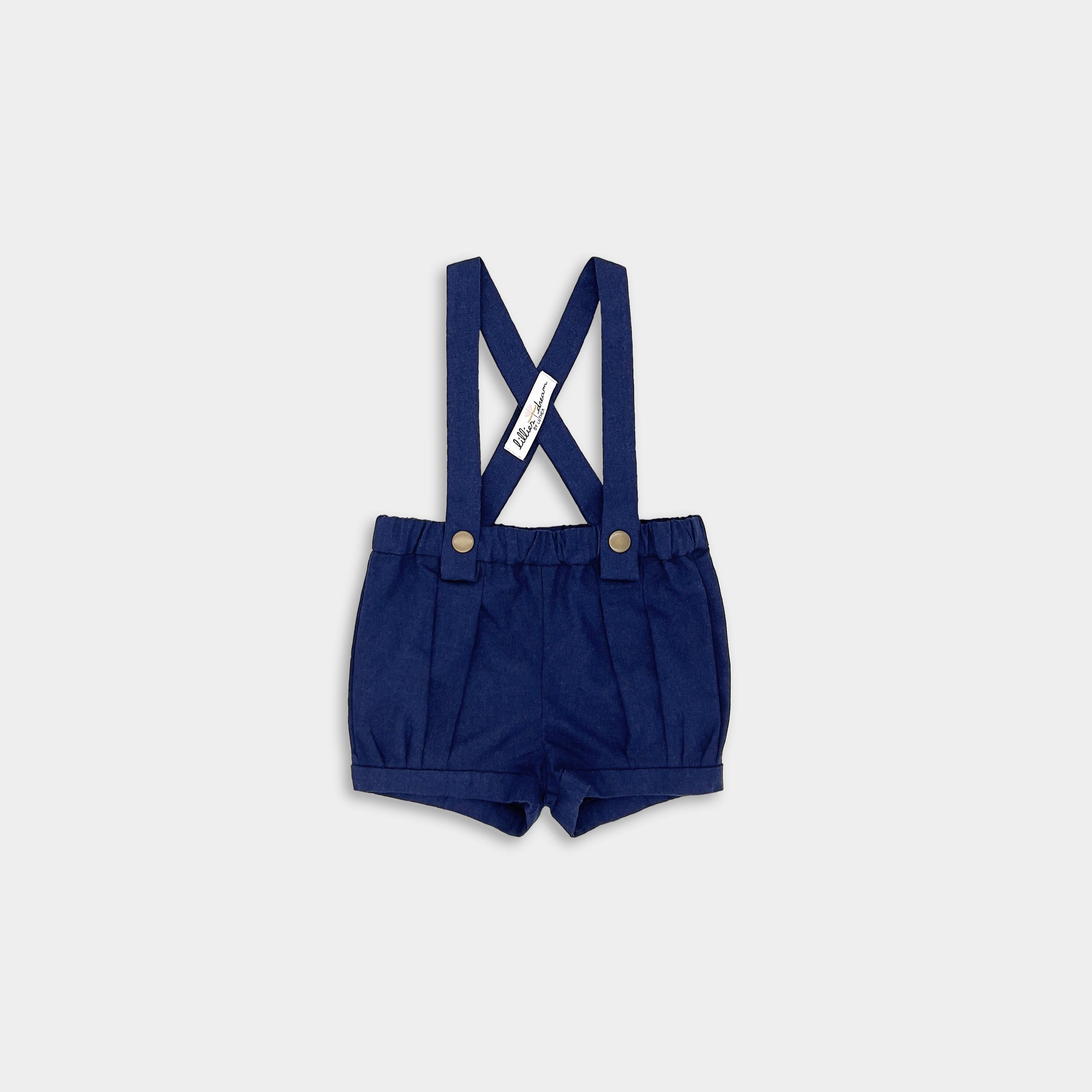 Navy suspender shorts