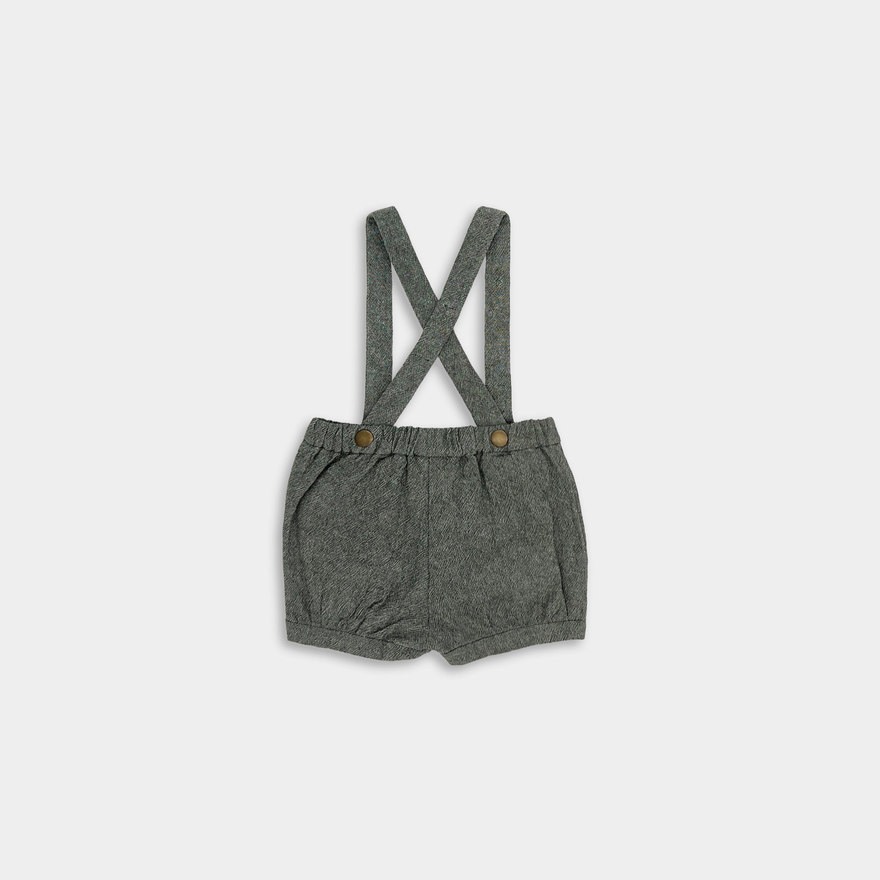 Olive Green Suspender Shorts