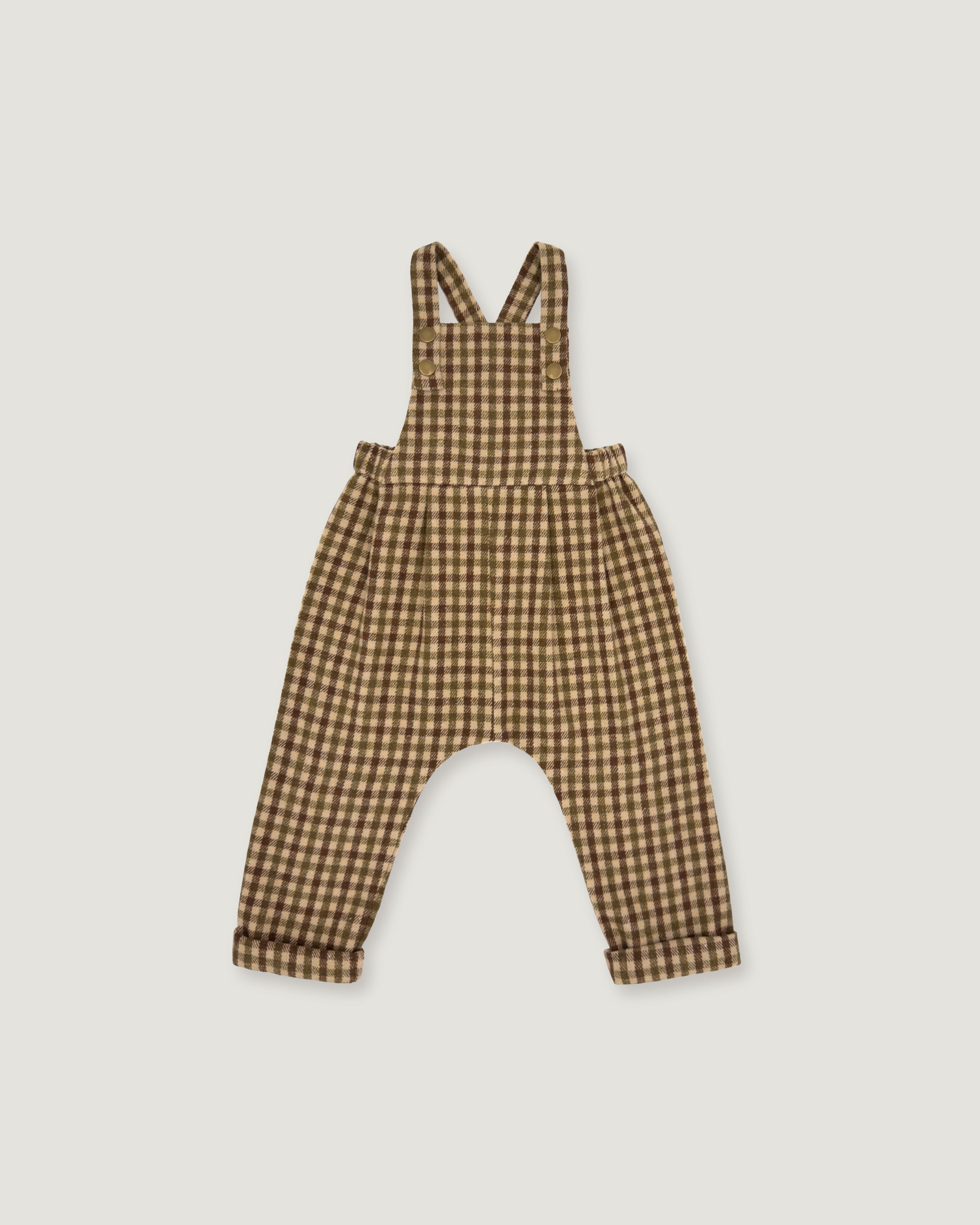 Brown Flannel Unisex Kids Overalls | Lillies Dream