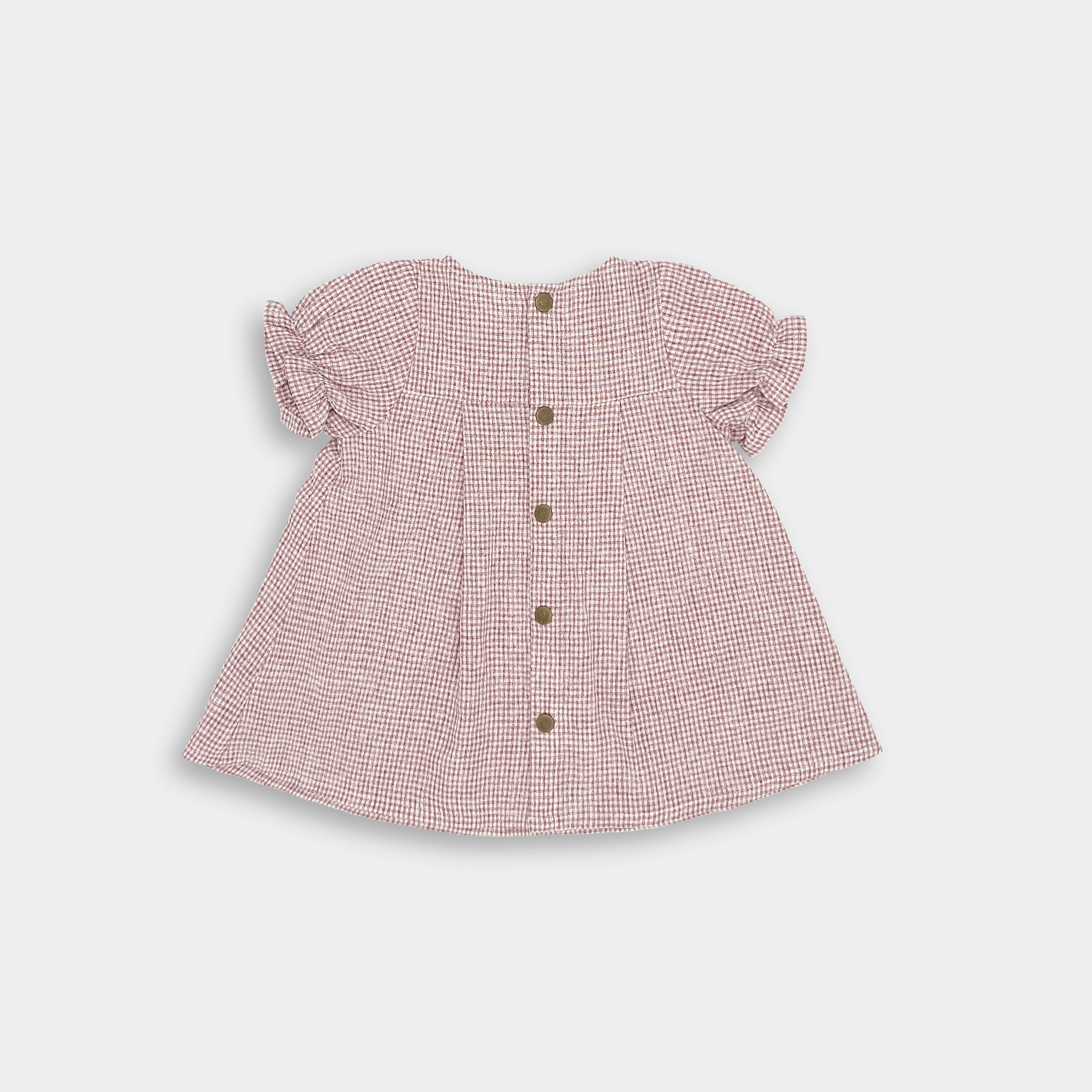 Rust Gingham Short Sleeve Dress