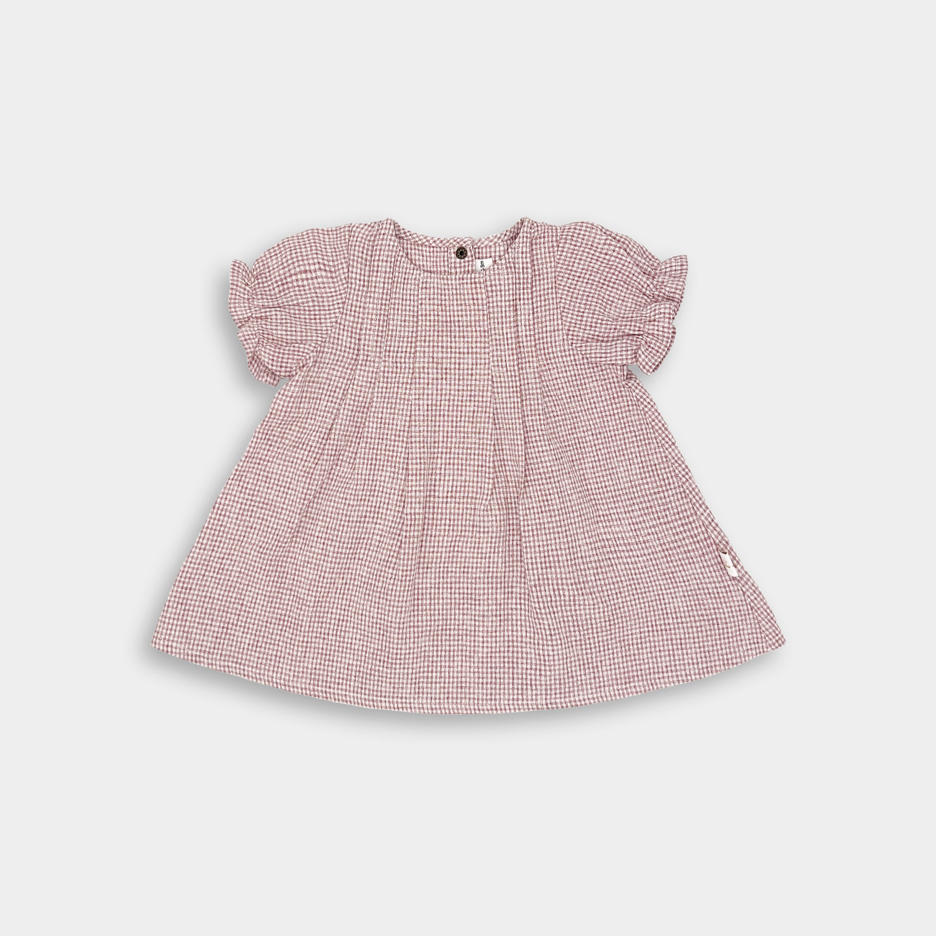 Rust Gingham Short Sleeve Dress