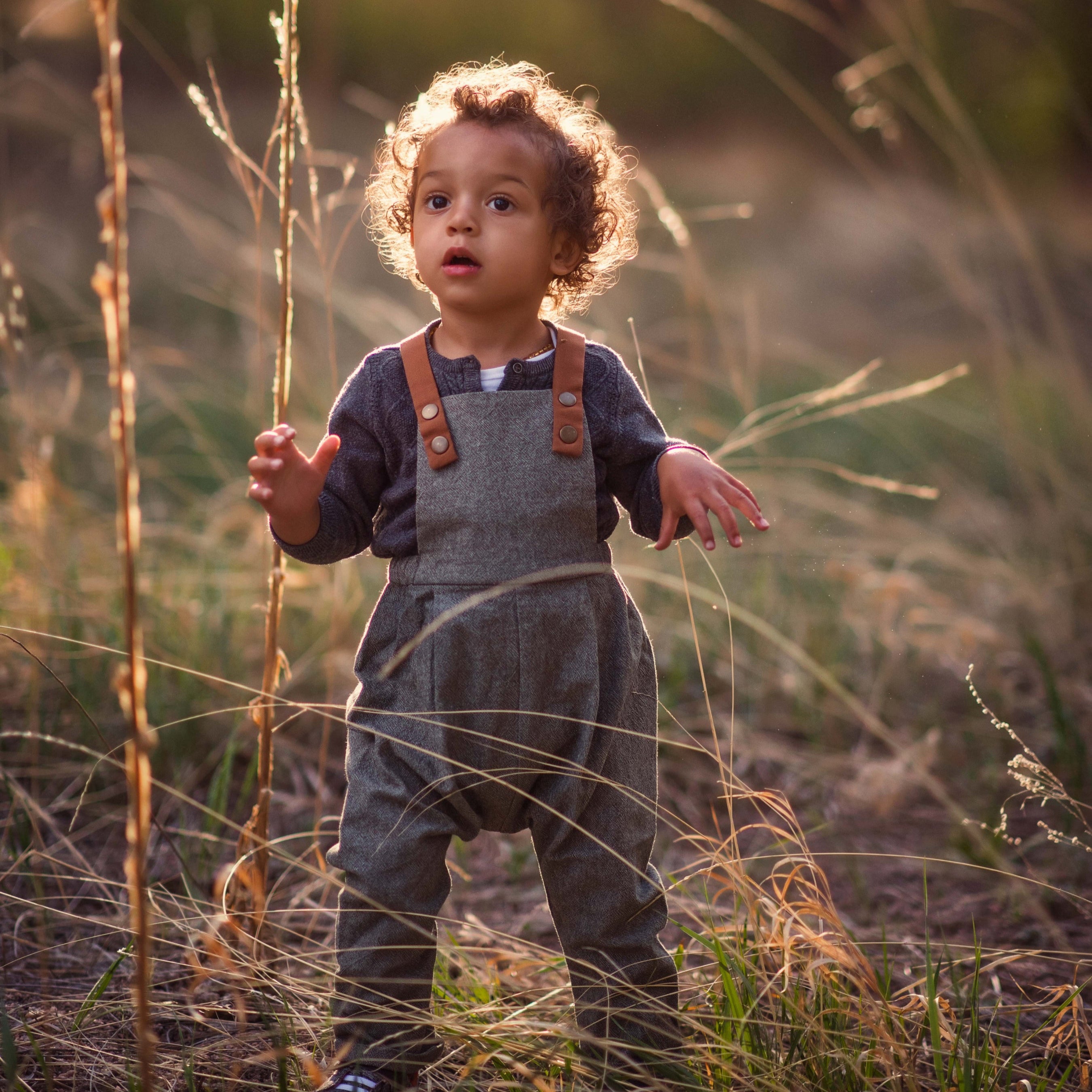Olive Green Linen Long Overalls