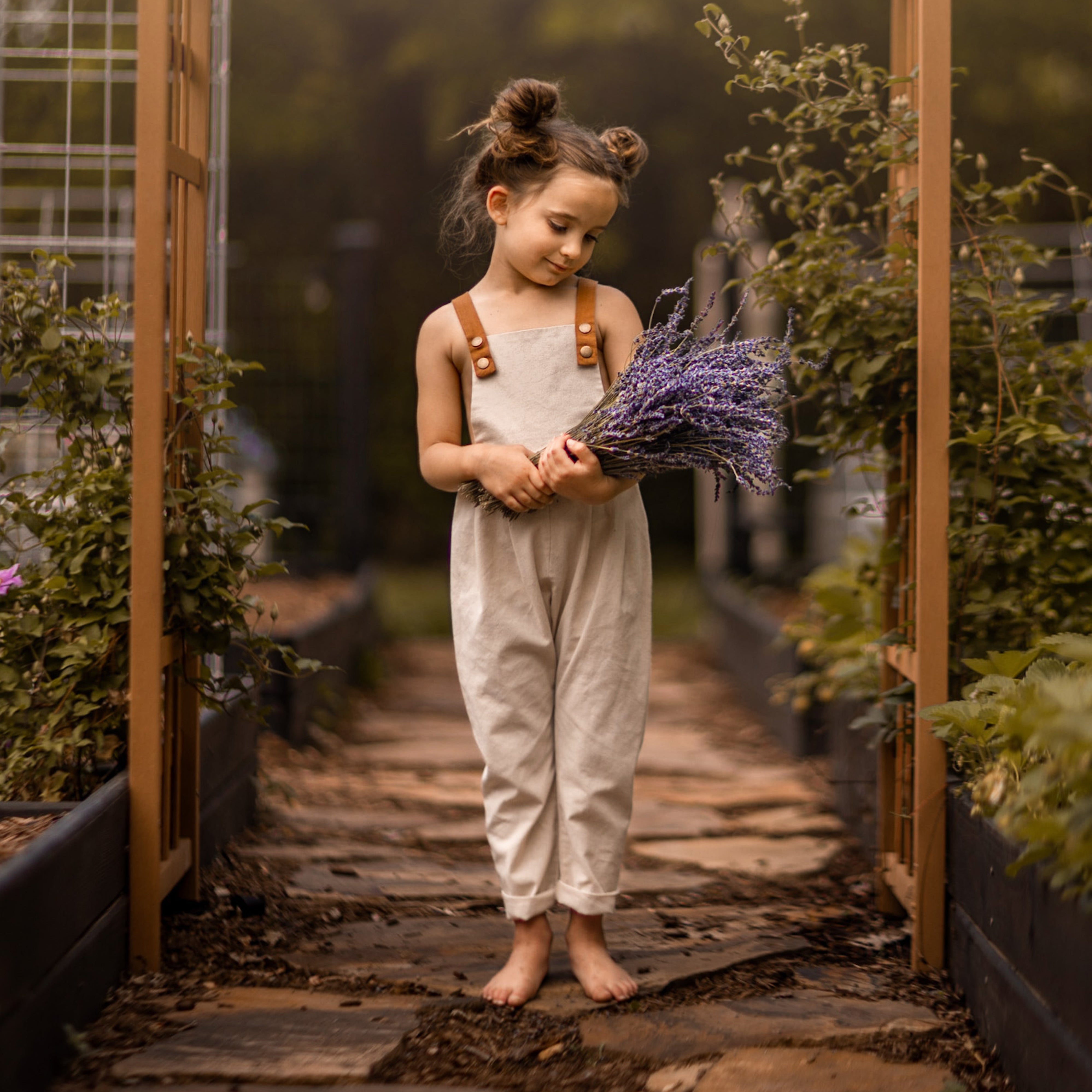 Natural Linen Long Overalls