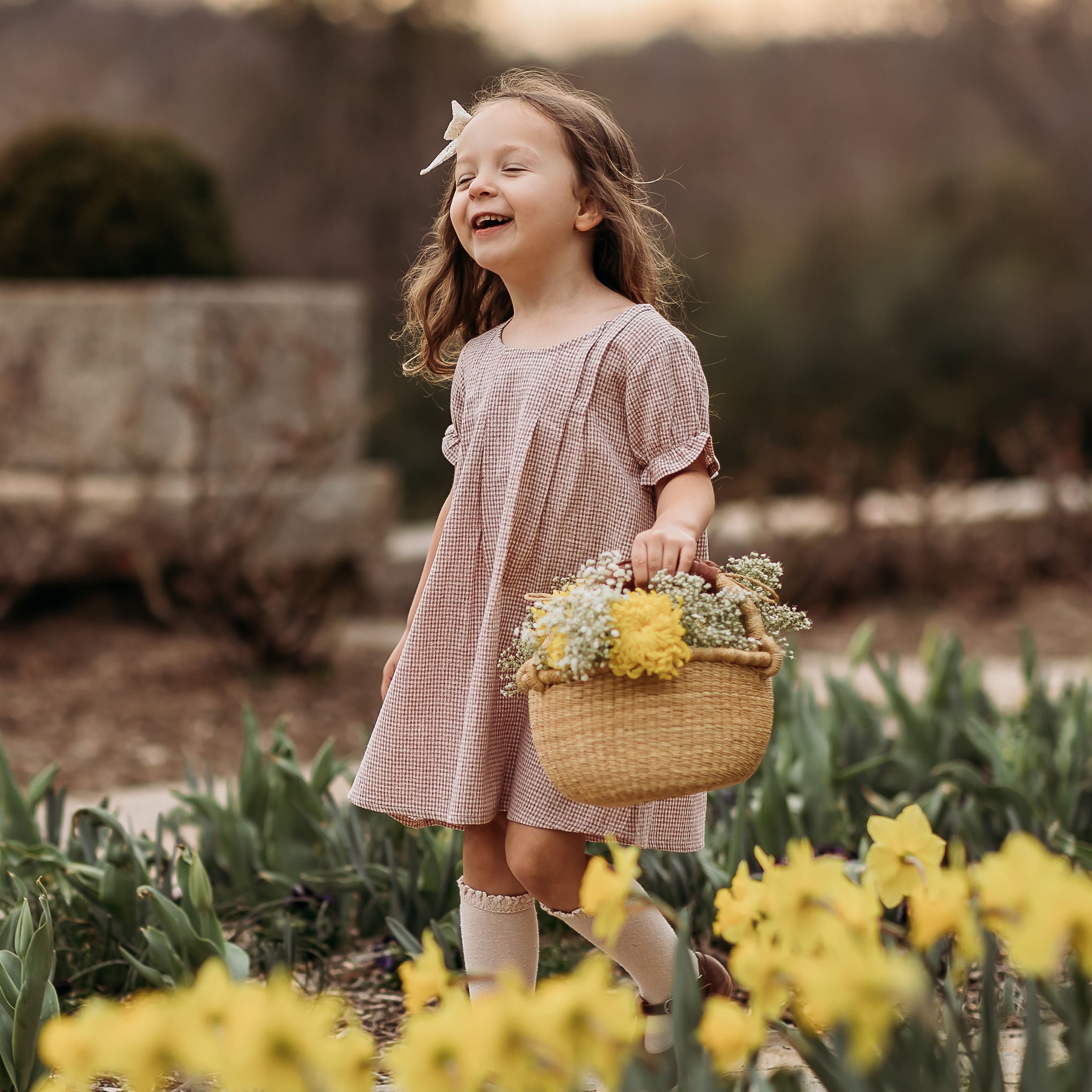 Rust Gingham Short Sleeve Dress