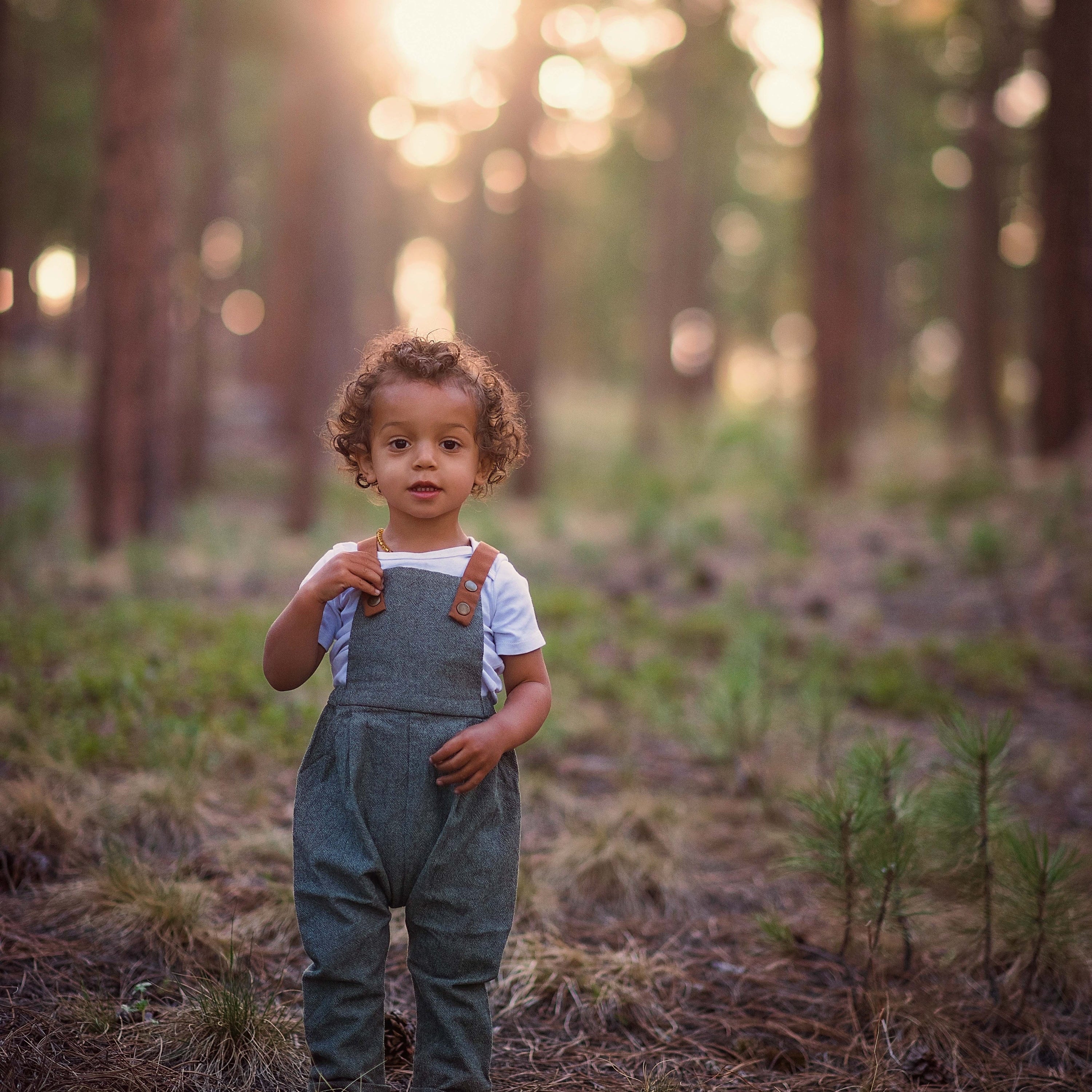 Olive Green Linen Long Overalls