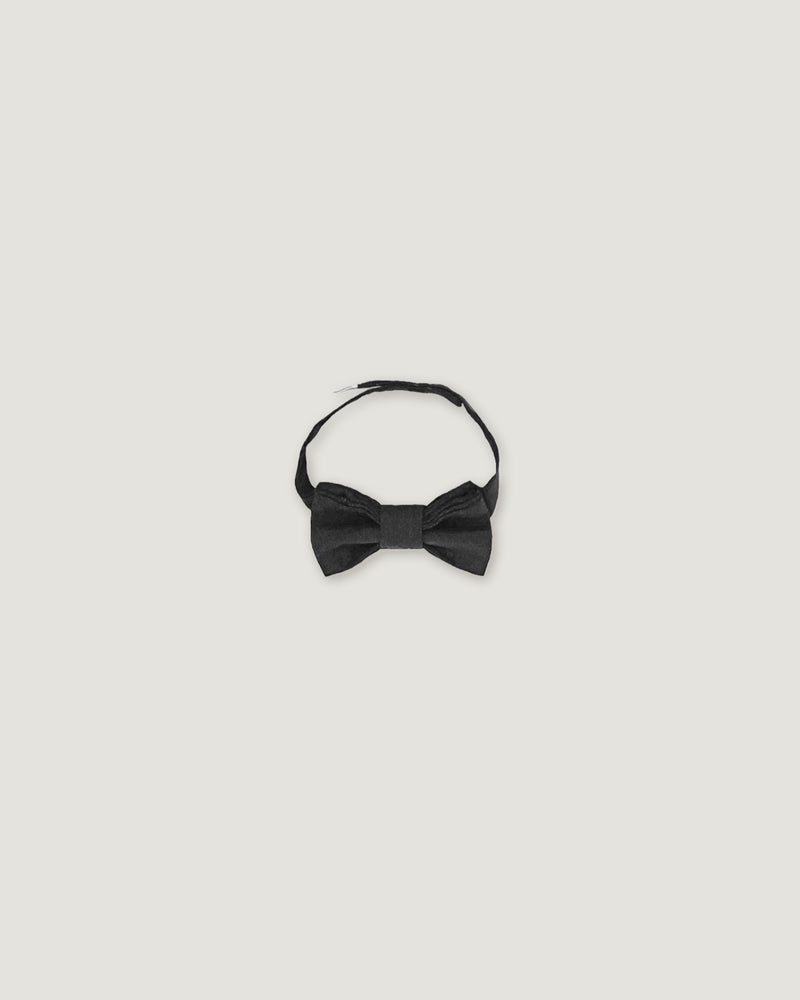 Black linen bow tie for children on a white background