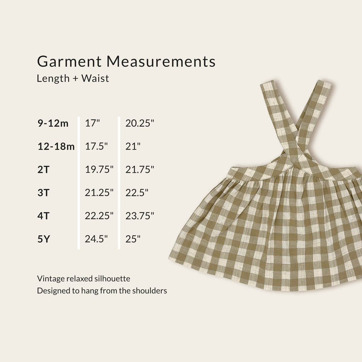 Beige Gingham Pinafore - Vintage-Inspired & Adjustable Fit
