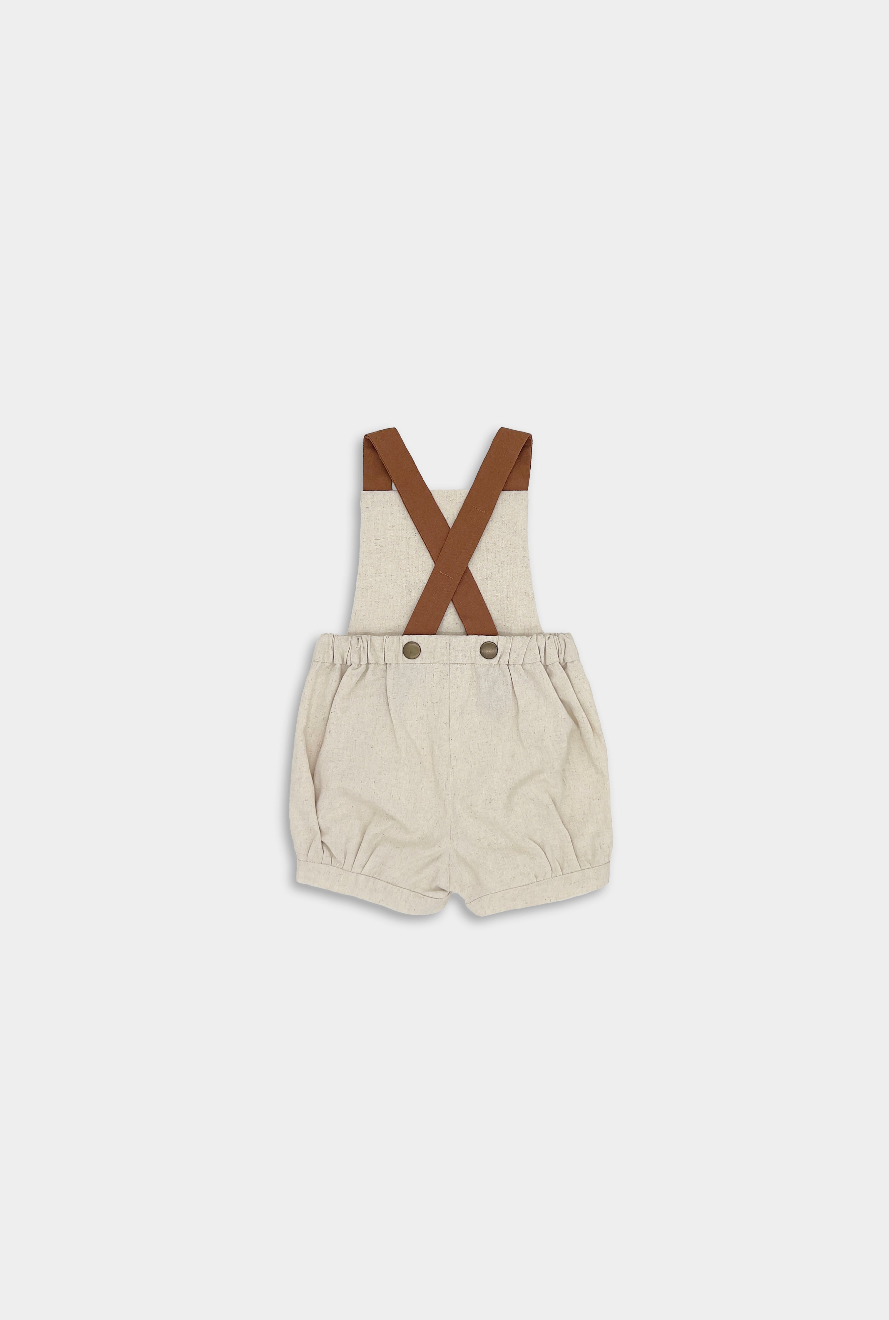 Natural Linen Short Overalls
