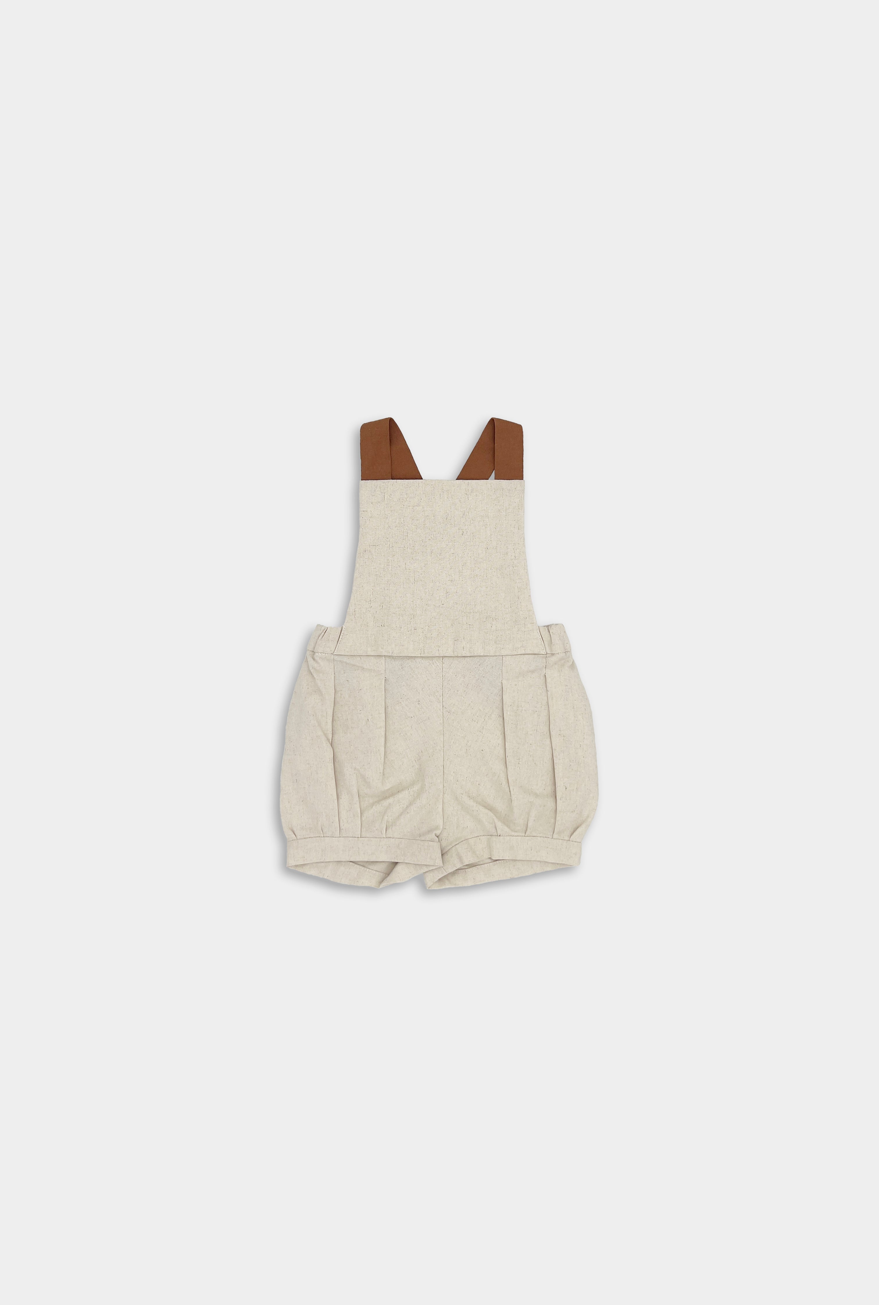 Natural Linen Short Overalls