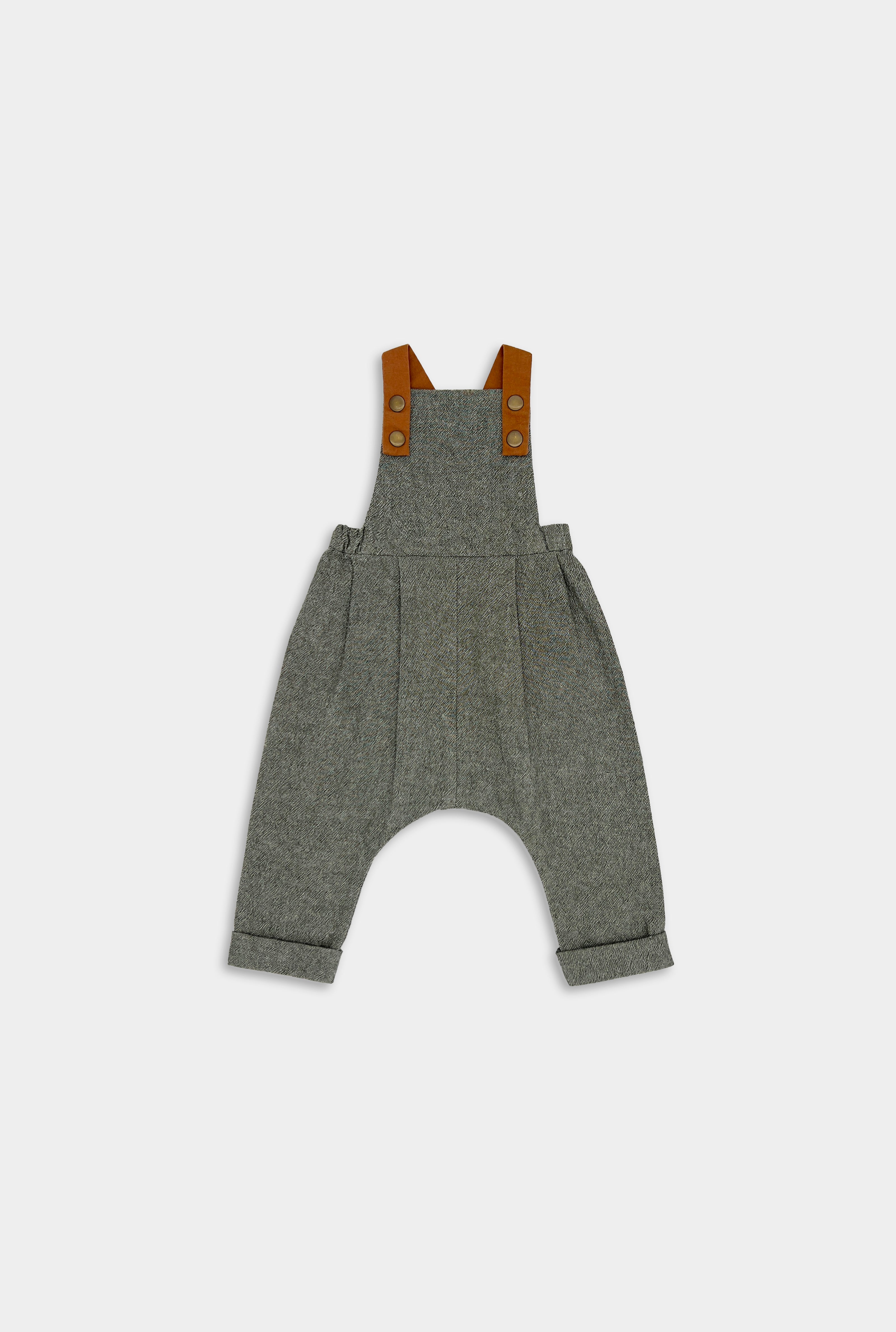 Olive Green Linen Long Overalls