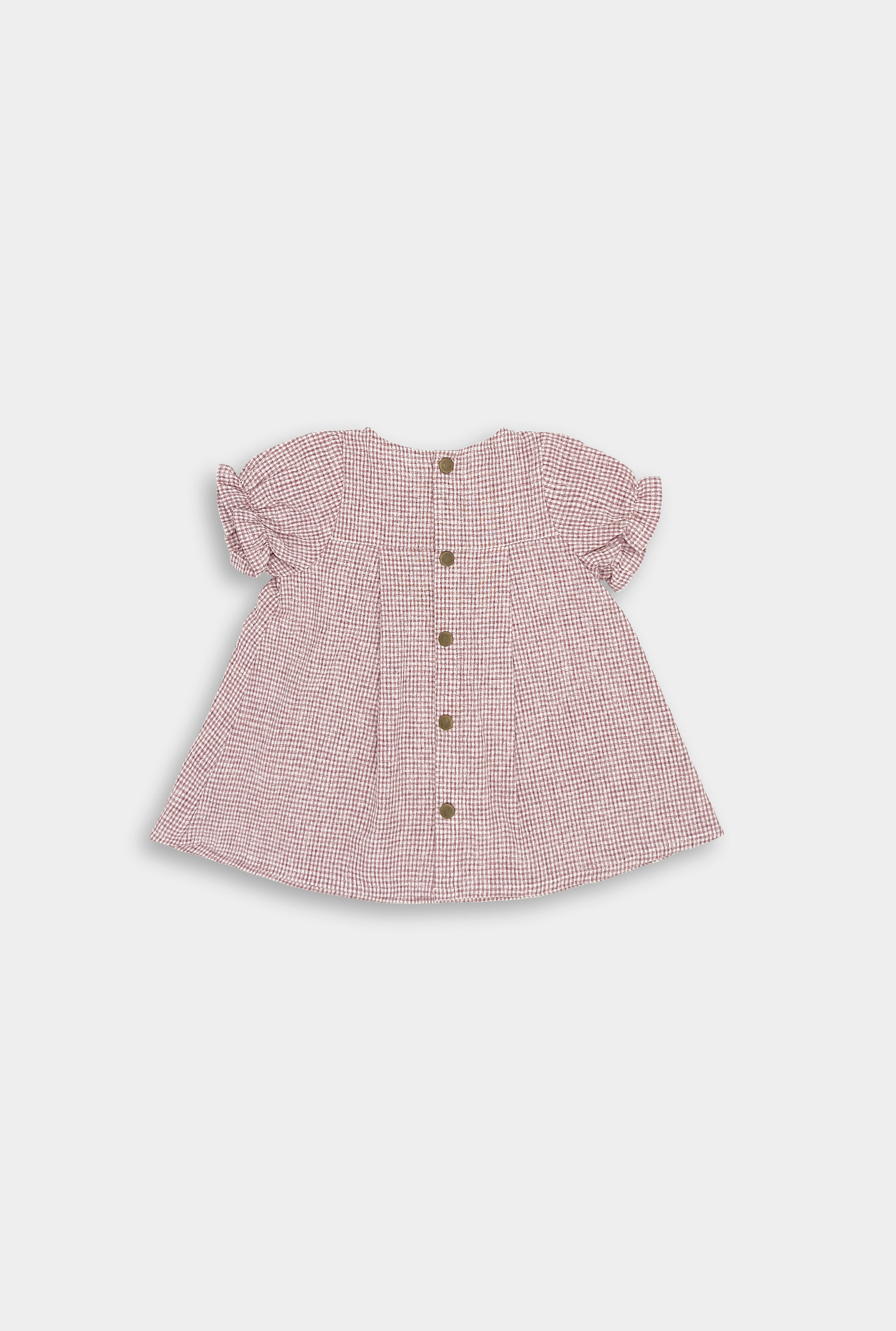 Rust Gingham Short Sleeve Dress
