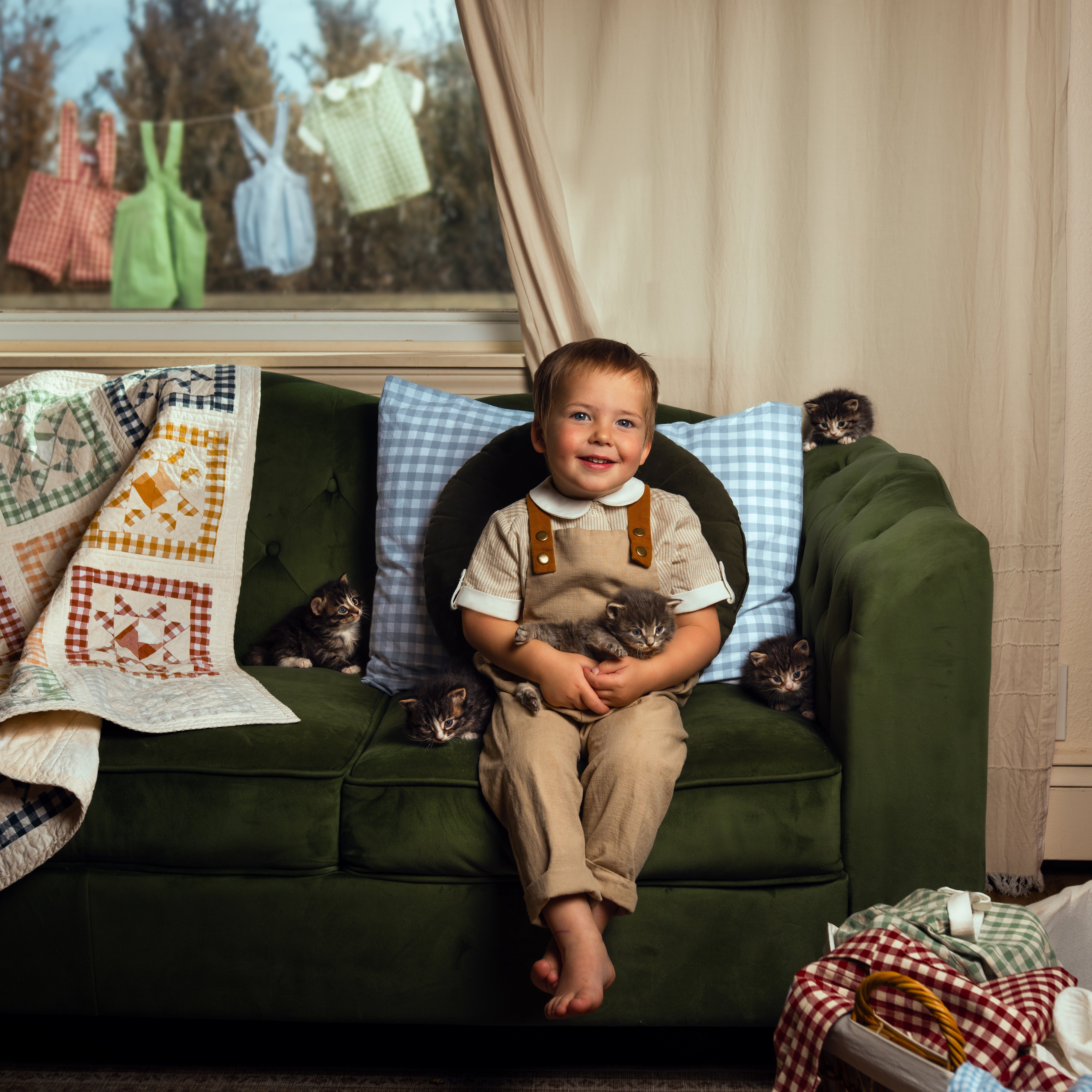 The Fawn Overalls + Ecruette Shirt Set