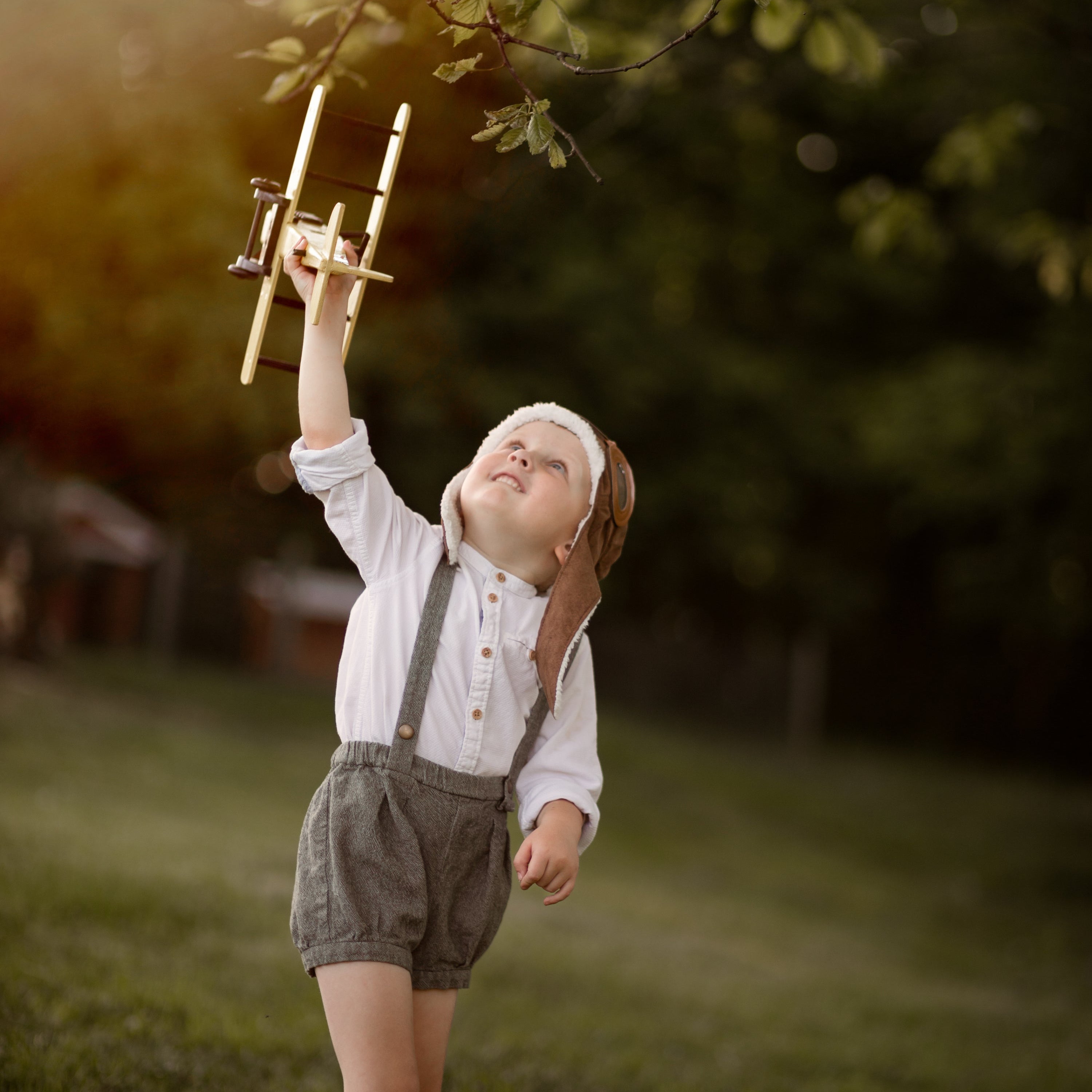 Chambray Blue Suspender Shorts
